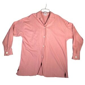 Vintage Kikit Pink Cotton Button Down Long Sleeve Shirt Womens L